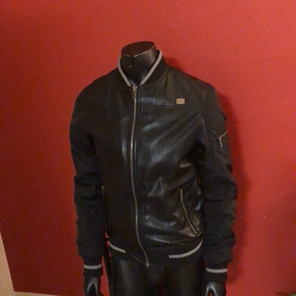 Faux Leather Varsity style Bomber